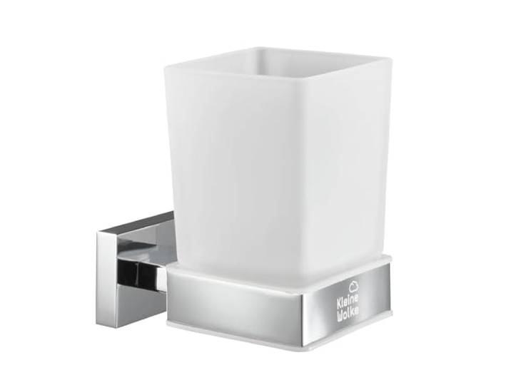 Kleine Wolke Wand-Zahnputzbecher Meo, Wandaccessoire, Farbe Milky, Material: Messing, Edelstahl, Glas