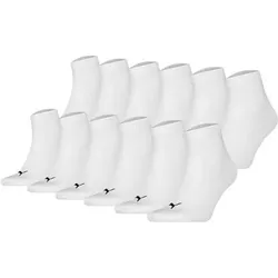 PUMA Unisex Quarter Socken, 12er Pack - Quarter Plain ECOM 12P, Logo, uni, Größe 47-49 in Weiß Weiß
