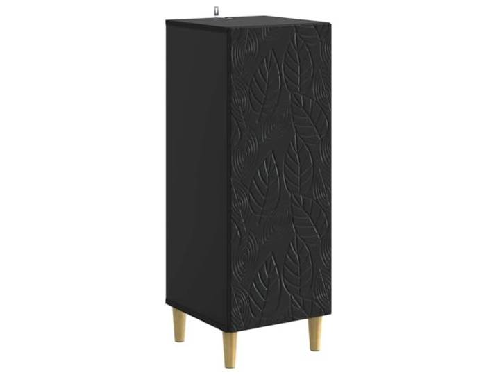 PUGYNBK Sideboard, Schwarz, 33 x 34,5 x 90 cm, technisches Holz Massives Eukalyptus Beine, 90° Scharniertüren, Vintage rechteckiges Design, einfache Reinigung