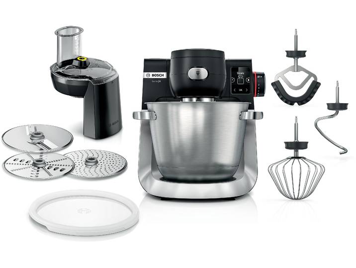 BOSCH Küchenmaschine MUMS6ZS19D , jet schwarz matt, B:32cm H:33cm T:38cm, Küchenmaschinen, 5,5l Schüssel Edelstahl, spülm.fest, Durchlaufschnitzler, 3 Scheiben, Küchenmaschine