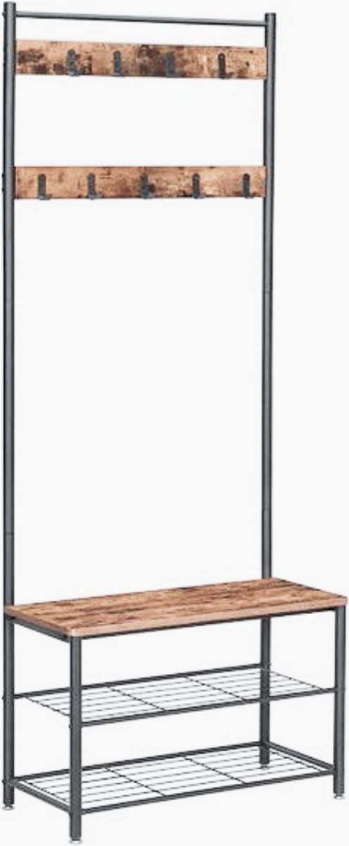 Maxenza Home Kapstok met Schoenenrek en Plank - Staande Garderobe in Industriële Stijl
