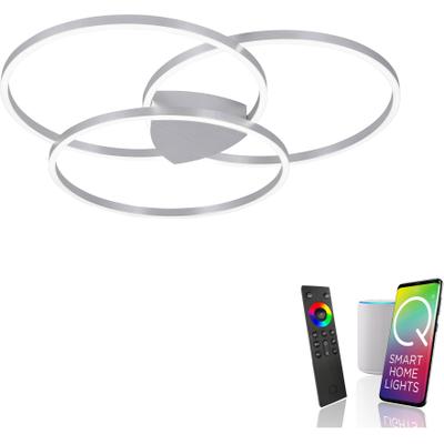 LED Deckenleuchte "Q-KATE", silber (aluminiumfarben), 3, Ø 93,1cm, 1 Stk., NEUHAUS Q SMART HOME LIGHTS, Leuchten, LED Deckenleuchte