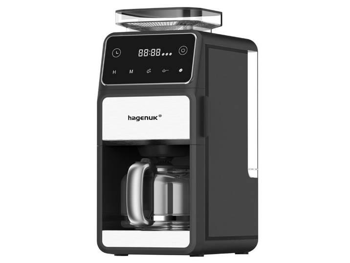 Hagenuk Kaffeemaschine mit Mahlwerk, 1.5l Kaffeekanne, Permanentfilter, abnehmbarer Wassertank
