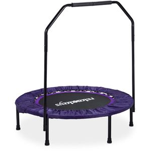 Relaxdays Fitness-Trampolin 10020802, bis 120kg, Ø 102cm, lila, mit Bügelgriff aus Schaumstoff