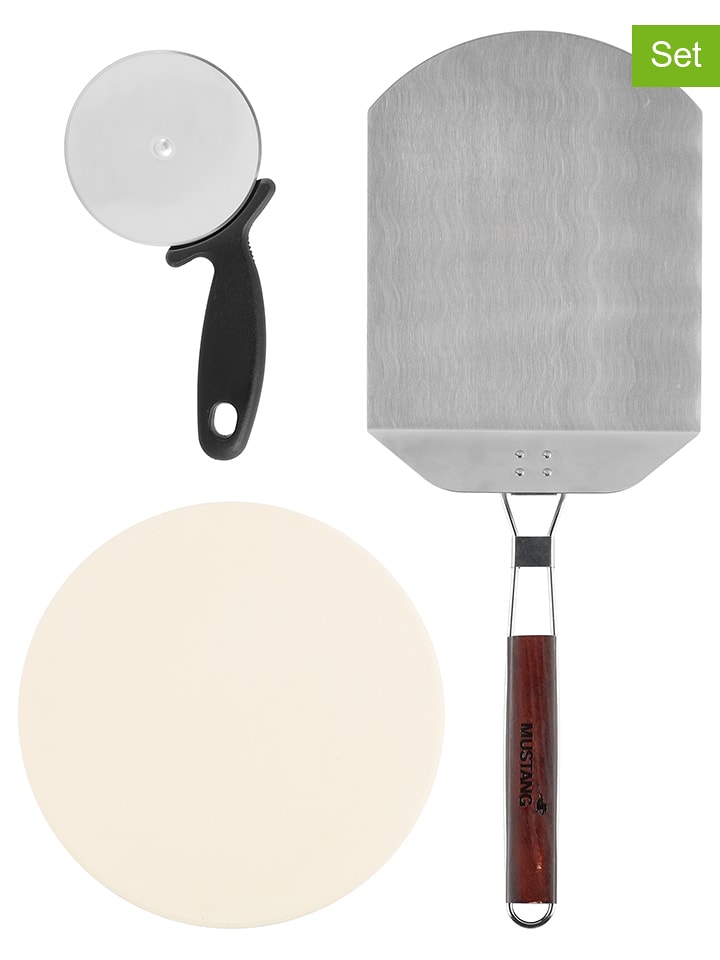 Mustang. 3tlg. Pizza-Set in Grau/ Creme - onesize