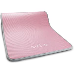 DH-FitLife Yogamatte mit Tragegurt, pink/grau, 1 cm stark, rutschfester Synthetikkautschuk, 183 x 61 cm