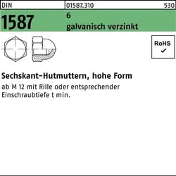 Sechskanthutmutter DIN 1587 M8 6 galv.verz. 100 Stück