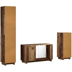 vidaXL, Badmöbelset, Badezimmerschrank-Set 3 stk. Altholz Holzwerkstoff