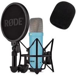 RØDE NT1 Signature Blue Mikrofon Blau mit Popschutz, Mikrofon