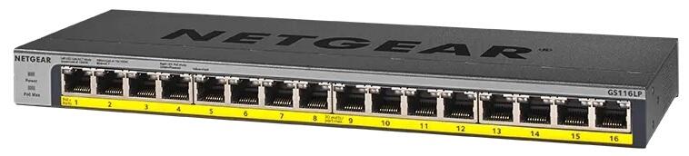 Netgear GS116LP 16-Port Gigabit PoE+ 76W Unmanaged Switch GS116LP-100EUS