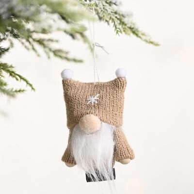 Inspired Deals Cozy Knitted Christmas Gnome Ornament Faceless Holiday Tree Pendant brown
