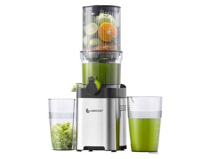 AMZCHEF 2in1 Entsafter CE-ZM1902M-SV Slow Juicer (Silber)