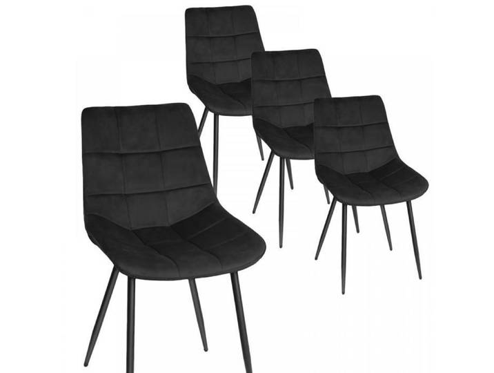 LVHCMFOHM Lot de 4 Chaises de Salle à Manger - Siège Rembourré en Velour - Chaise de Cuisine - Pieds en métal Noir - Noir