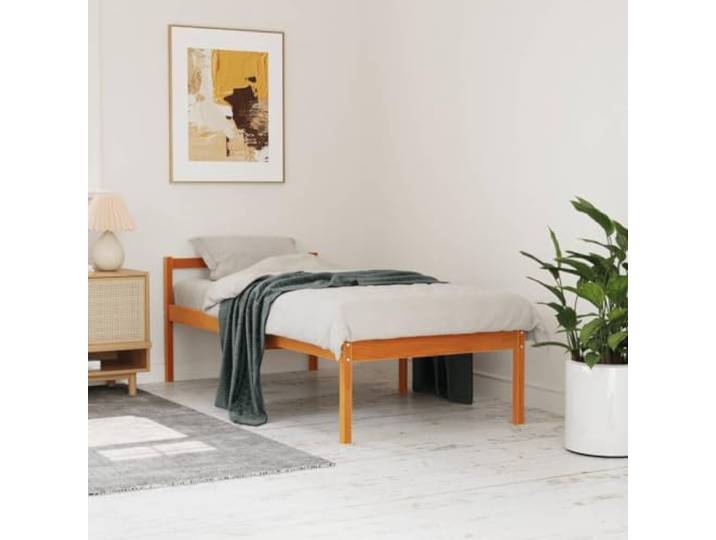 Massiv Kiefer Seniorenbett mit Stauraum 44cm Einstiegshöhe Braun 90x190cm Seniorenbett Massivholz Kiefer Wachsbraun 90x190 cm Bettgestell mit Lattenrost Hohe Einsteigehöhe Stauraum Komfortables