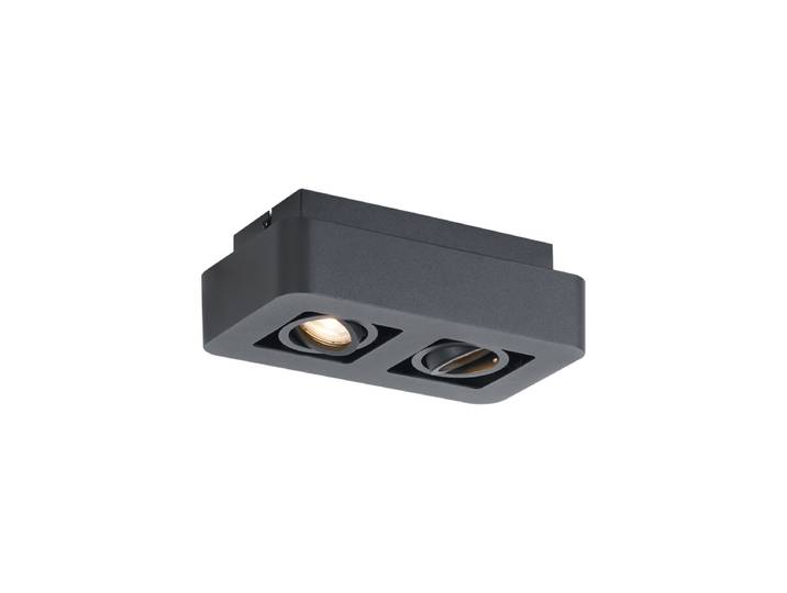 Spot en saillie arrondi noir 2 lumières orientable et inclinable