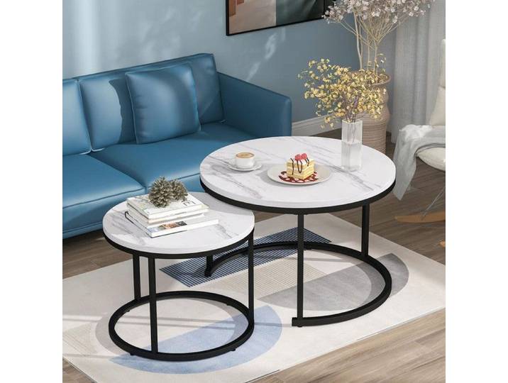 Ensemble de 2 table basse salon rondes Ensemble de table de salon table d'appoint ronde gigogne 2 tables d'appoint rondes