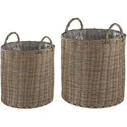 BLUMENKORB 2er-Set Rattan sandbeige rund 50-48/41-40 cm Bitola