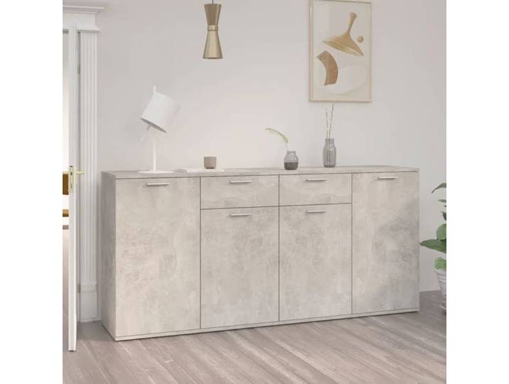 NEW 2026  Buffet Classique Armoire latérale pour salon Gris béton 160x36x75 cm Bois d'ingénierie L3369