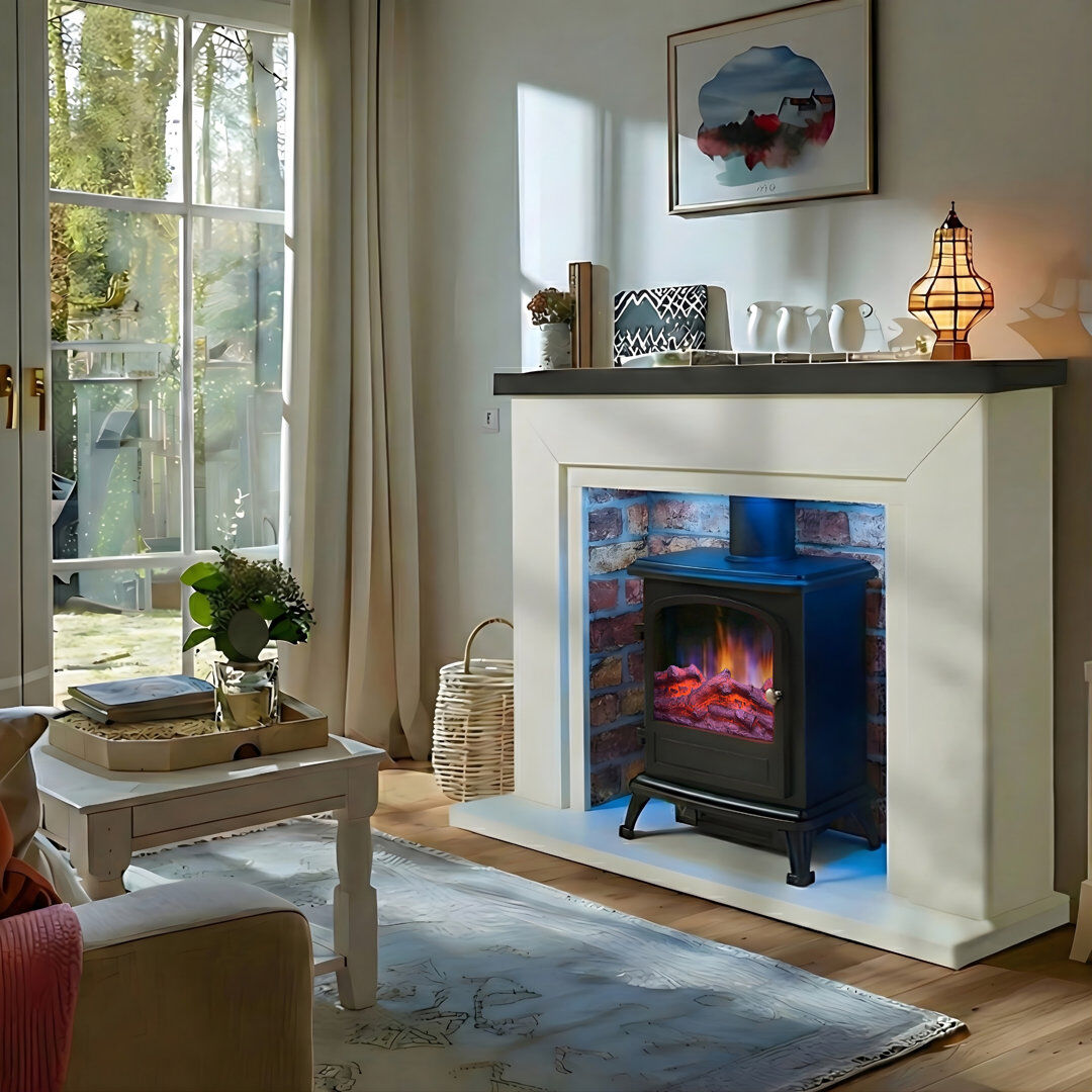 Castleton Fires & Fireplaces Farlington Electric Stove Suite Grey/Rustic
