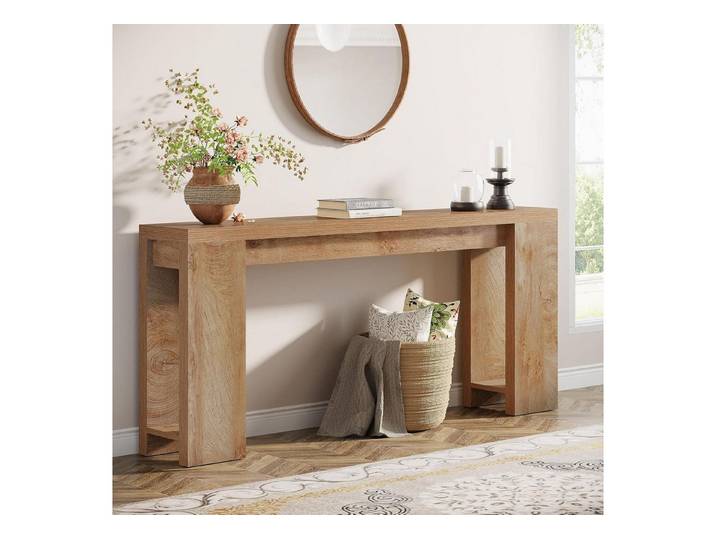 LuxusKollektion Konsolentisch Konsolentisch Landhausstil Helles Eichenbraun (1-St)