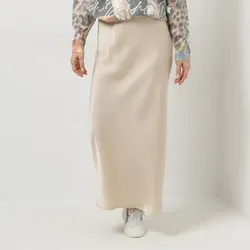 DINE 'N' DANCE Satinrock elastische Ware Rundumdehnbund Maxi-Länge