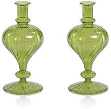 Zodax Vellum Spiral Turnip Shape Decorative Glass Vases, Set of 2
