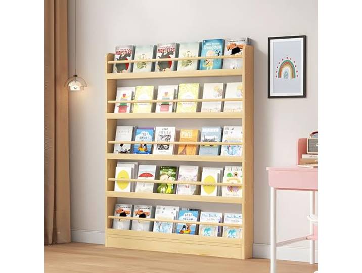 JFOZDM Bücherregal, Bücherregal Kinderzimmer, Bücherregal Kinder, 3/4/5/6 Aufbewahrungsregal, Kippschutz/Platz sparen, Bücherregal Hinter der Tür für Wohnzimmer/Home/Office/Schlafzimmer