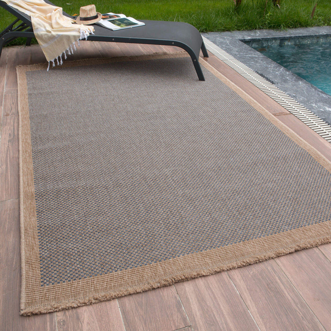 THE RUGS Nature Collection Chequered Indoor / Outdoor Area Rug Blue Rectangle 160 x 230 cm
