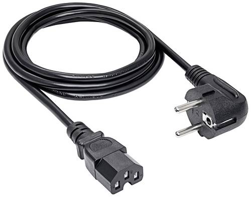 Akyga Strom Anschlusskabel [1x Schutzkontakt-Stecker - 1x Kaltgeräte-Buchse C15] 1.8m Schwarz