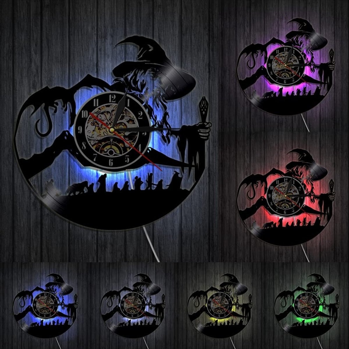 Omgoods Vinyl Wandklok met LED Nachtlamp