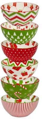 Certified International Holiday Fun 13 oz. All Purpose Bowls, Set of 6 Assorted Designs - 13 oz.