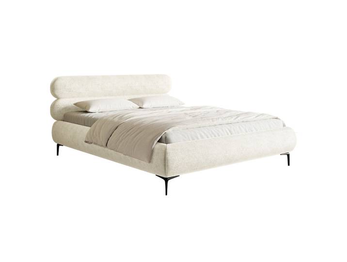 Polsterbett 160x200 cm Roule, cremefarbener Chenille-Stoff,