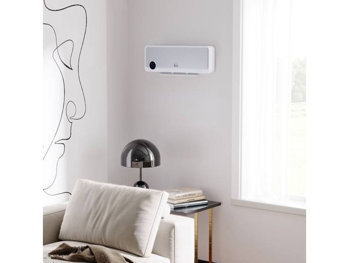 HOMCOM Radiateur Mural 2000W Céramique Télécommande Blanc Argenté