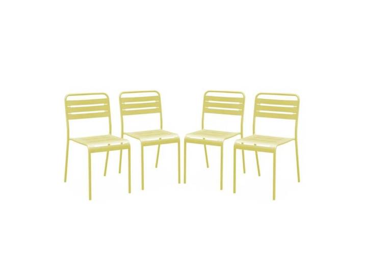 Lot de 4 chaises de jardin acier. 4 places. jaune. Amelia. L44 x P52 x H79cm