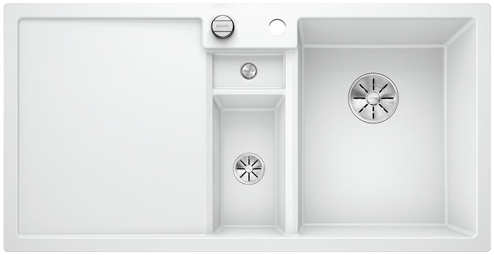 BLANCO COLLECTIS 6 S, SILGRANIT PuraDur, weiß, Becken rechts, mit Ablauffernbedienung