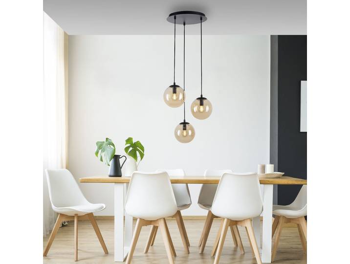 OTTO HOME Pendelleuchte Nellin , beige (schwarz, glas amberfarben), 3, Ø 38cm, Leuchten, Hängeleuchte mit großen Glaskugeln, amberfarben oder opal matt weiß, Pendelleuchte