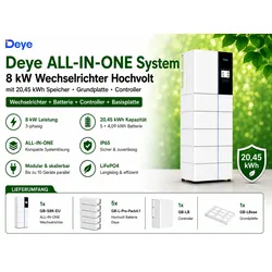 Deye  ALL-IN-ONE  System  8kW  Wechselrichter  Hochvolt  mit  20,45  kWh  Speicher  Grundplatte  Controller