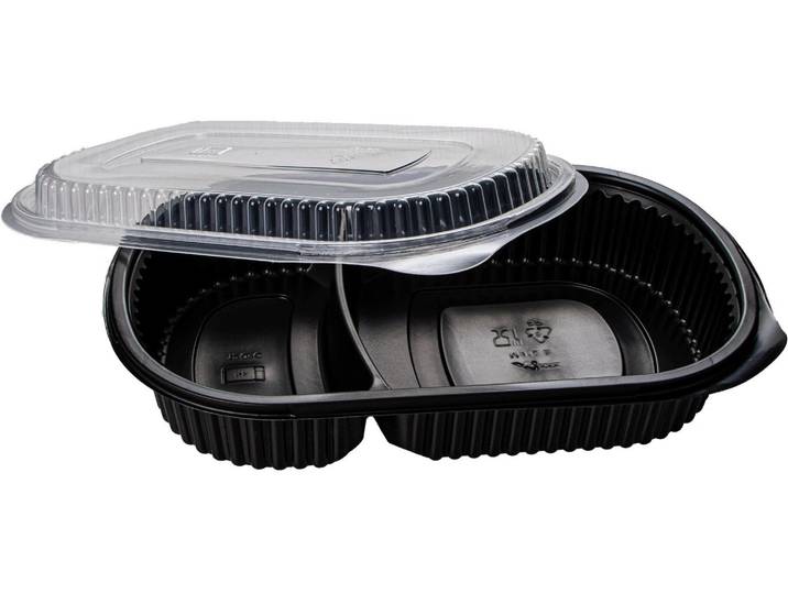 Einwegschale ELCO 2-teilig 50 Stück , schwarz, Polypropylen, Schüsseln, Einwegschale