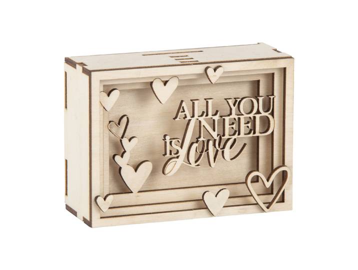 Rayher Holz-3D-Geschenkbox Love 11.5 × 8.5 × 5 cm 14 Teile