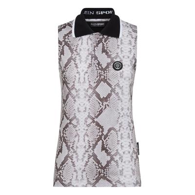 Poloshirt PLEIN SPORT "Python", Damen, Gr. S, grau (10, grau), Obermaterial: 100% Baumwolle, Shirts