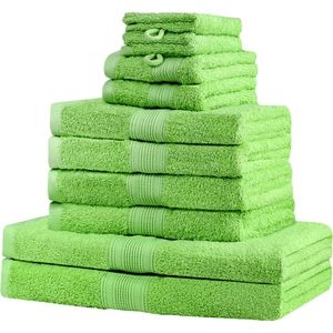 NatureMark Handtuch Set, apfelgrün, aus 100% Baumwolle, 4 Hand-, 2 Dusch-, 2 Gästetücher & 2 Waschlappen, 500 g/m²