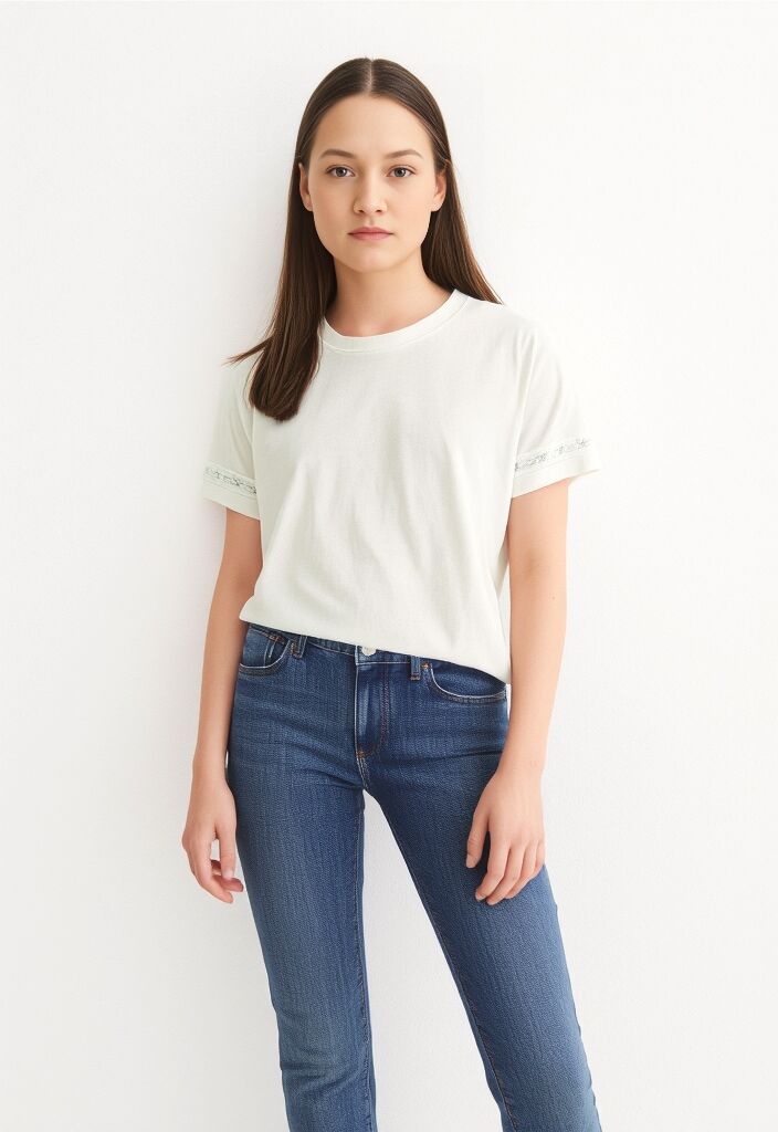 Kurzarmshirt VERO MODA "VMSAVANNAH FRANCIS SS TOP BOX JRS SPE GA", Damen, Gr. S, weiss (snow weiß detail:lace on sleeves), Jersey, Obermaterial: 100% Baumwolle, unifarben, regular fit, Rundhals, Shirts Kurzarmshirt snow weiß detail:lace on sleeves S