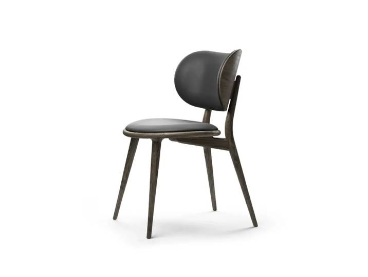 Mater The Dining Chair Stuhl Leder schwarz, Holzstativ aus Eiche Sirka Grey