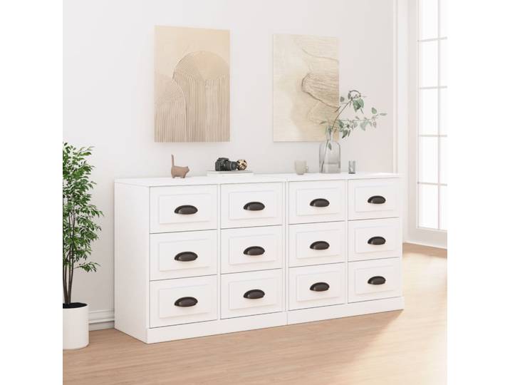 vidaXL Sideboards 2 Stk. Weiß Holzwerkstoff