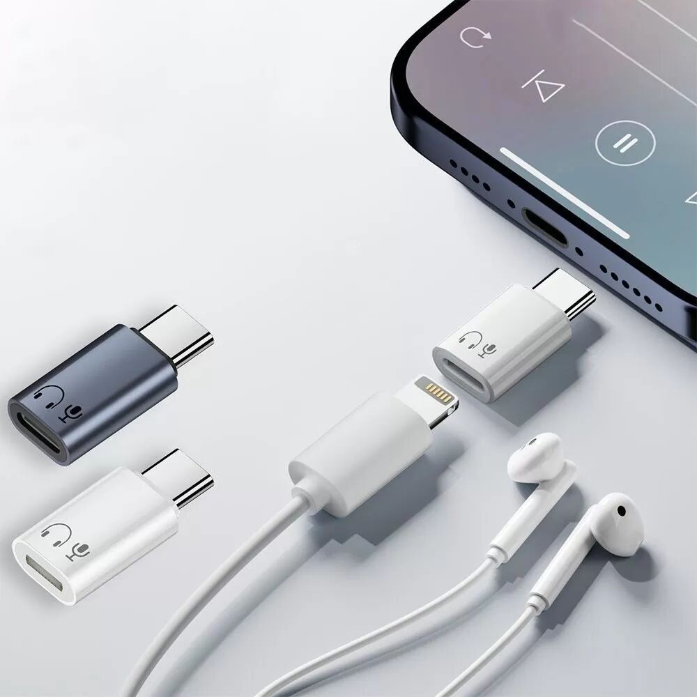 INF Adaptateur Lightning Femelle vers USB-C Mâle en Aluminium - Écouteurs HiFi Blanc
