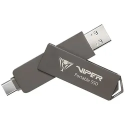 Patriot Dysk SSD PVP30 2TB 1000MB/s USB Duo A+C 3.2 Gen2 Alu (2 TB), Externe SSD, Grau