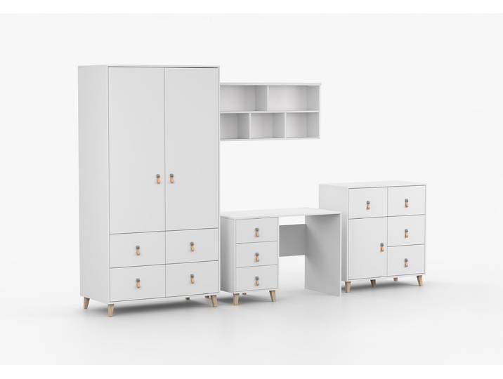 Jugendzimmer Komplett – Set FIGO 05 (4-teilig) Weiß Weiß