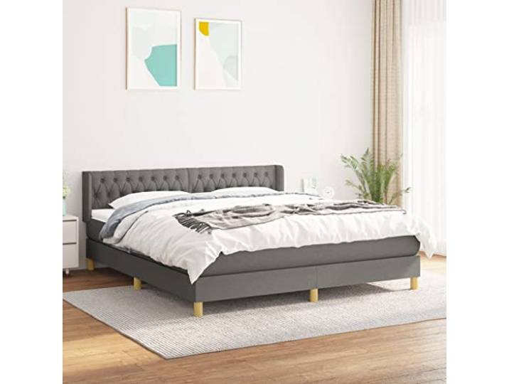 RJPLMFV Lattenrost, komplett, Dunkelgrau, 180 x 200 cm Verstellbarer Kopf, Matratze mit Taschenfedern, Rückenstütze, atmungsaktiver Stoff