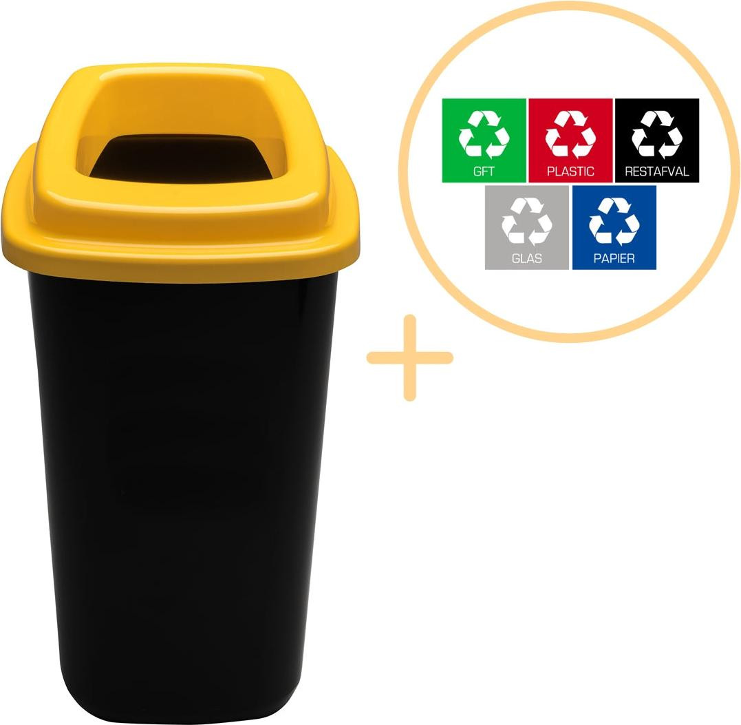 Northix Sorteerbak Plafor 45l Recycling Geel