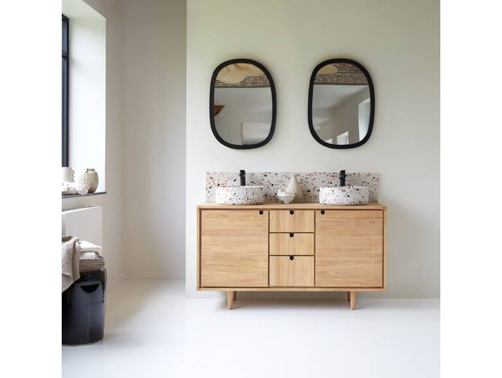 Waschtischunterschrank aus massivem Teakholz 145 cm Jonak - Natur - Teak